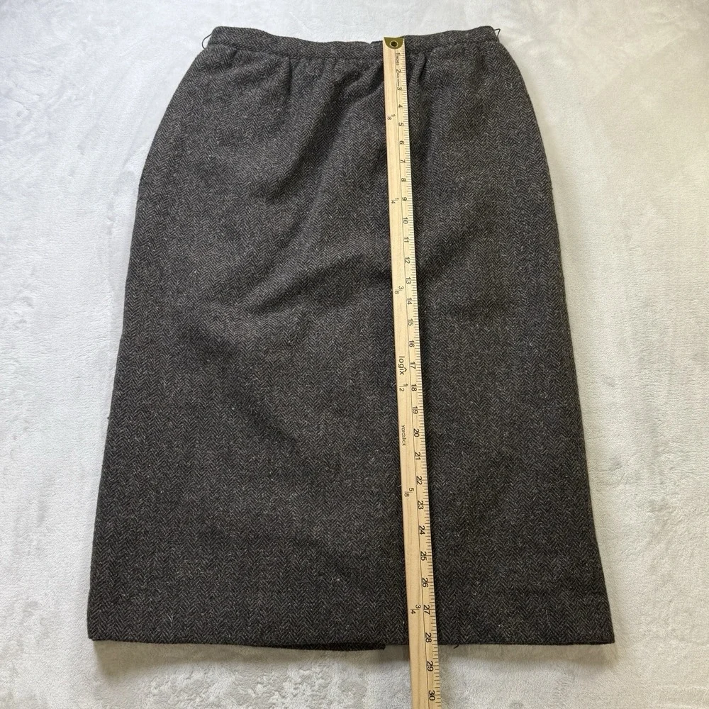 Tahari Vintage USA Wool Blend Herringbone Pencil Midi Skirt Women's 11/12P